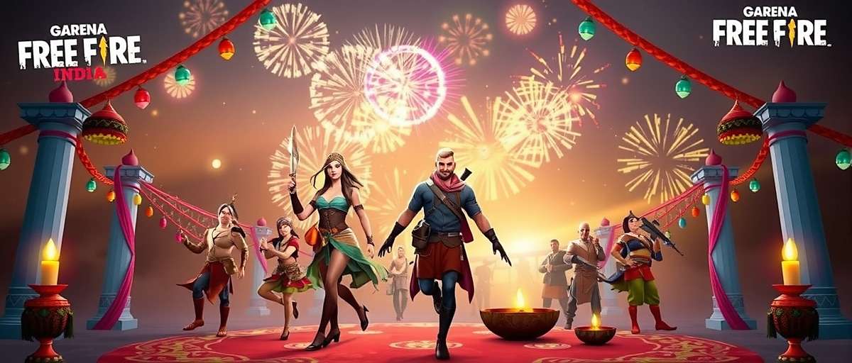 Garena Free Fire India Diwali Event Garena Free Fire India Diwali special event with fireworks and traditional Indian decorations